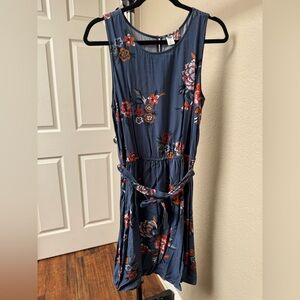 Floral Blue Sleeveless Dress